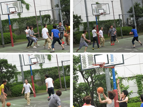 近くの小川町公園でバスケットのクラス対抗試合をしました。